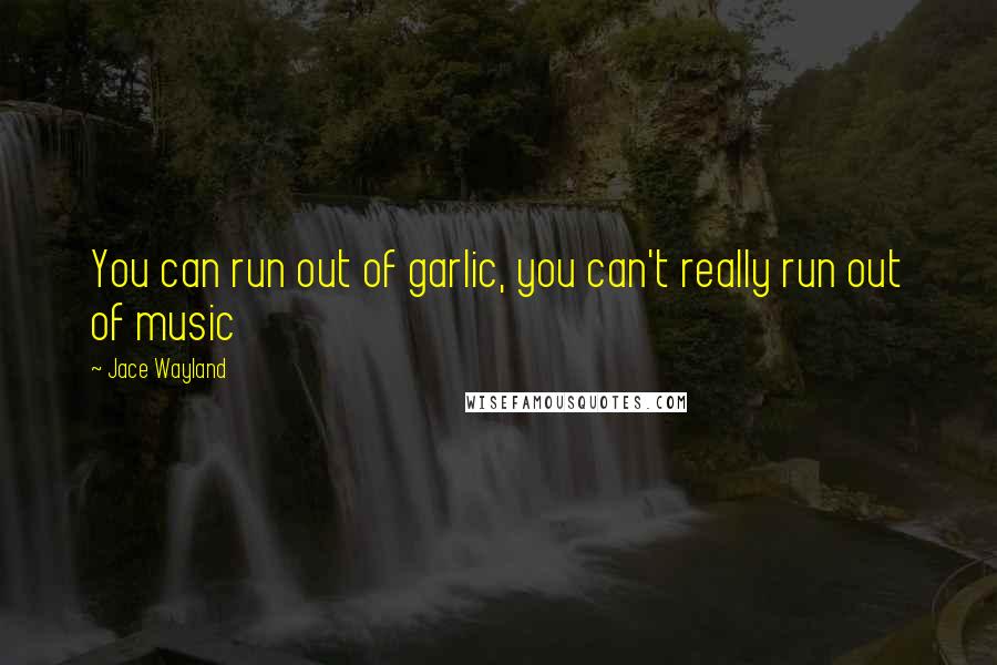 Jace Wayland Quotes: You can run out of garlic, you can't really run out of music