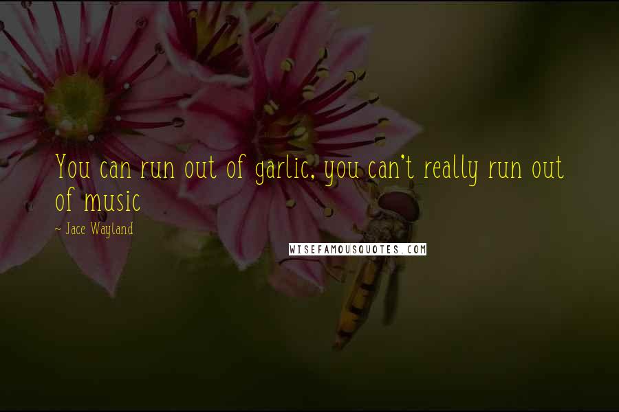 Jace Wayland Quotes: You can run out of garlic, you can't really run out of music