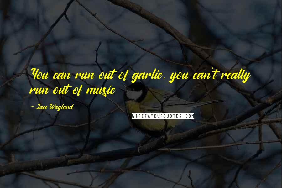 Jace Wayland Quotes: You can run out of garlic, you can't really run out of music