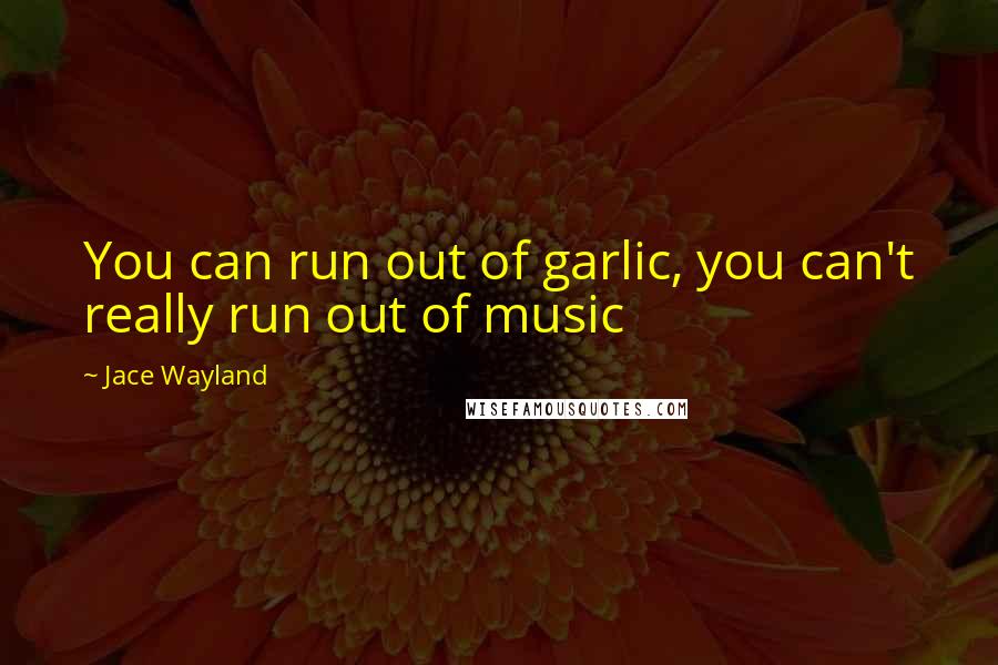 Jace Wayland Quotes: You can run out of garlic, you can't really run out of music