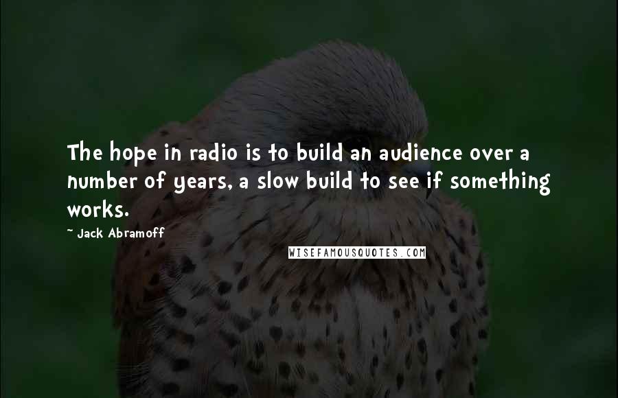 Jack Abramoff Quotes: The hope in radio is to build an audience over a number of years, a slow build to see if something works.