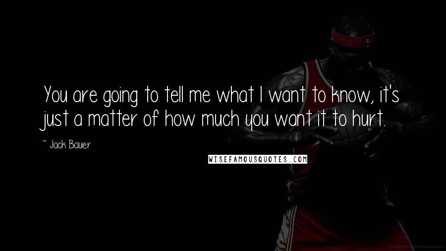 Jack Bauer Quotes: You are going to tell me what I want to know, it's just a matter of how much you want it to hurt.