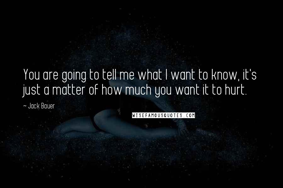 Jack Bauer Quotes: You are going to tell me what I want to know, it's just a matter of how much you want it to hurt.