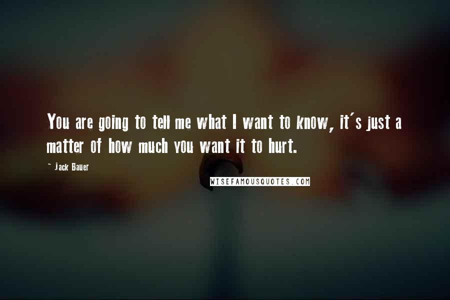 Jack Bauer Quotes: You are going to tell me what I want to know, it's just a matter of how much you want it to hurt.