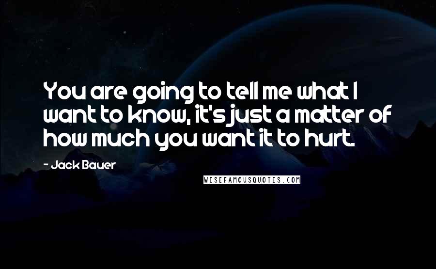 Jack Bauer Quotes: You are going to tell me what I want to know, it's just a matter of how much you want it to hurt.