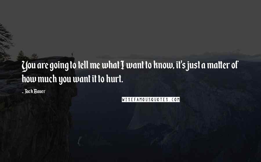 Jack Bauer Quotes: You are going to tell me what I want to know, it's just a matter of how much you want it to hurt.