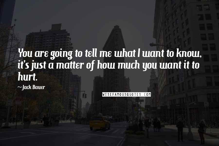 Jack Bauer Quotes: You are going to tell me what I want to know, it's just a matter of how much you want it to hurt.