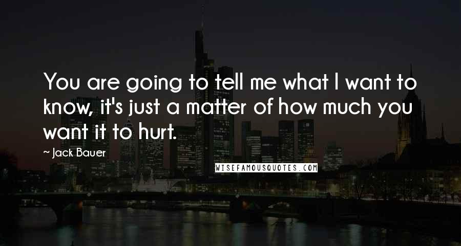 Jack Bauer Quotes: You are going to tell me what I want to know, it's just a matter of how much you want it to hurt.