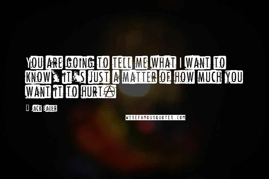 Jack Bauer Quotes: You are going to tell me what I want to know, it's just a matter of how much you want it to hurt.