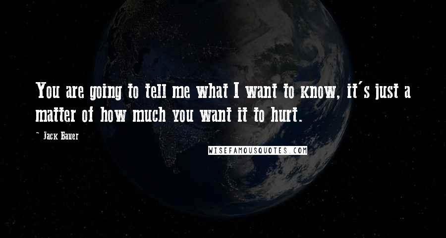 Jack Bauer Quotes: You are going to tell me what I want to know, it's just a matter of how much you want it to hurt.