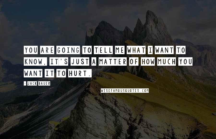 Jack Bauer Quotes: You are going to tell me what I want to know, it's just a matter of how much you want it to hurt.