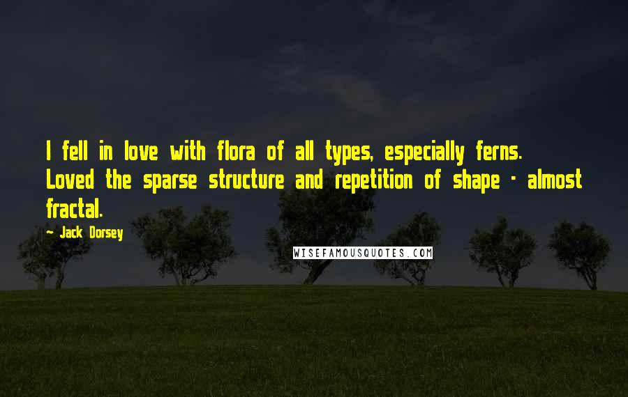 Jack Dorsey Quotes: I fell in love with flora of all types, especially ferns. Loved the sparse structure and repetition of shape - almost fractal.