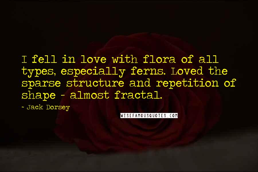 Jack Dorsey Quotes: I fell in love with flora of all types, especially ferns. Loved the sparse structure and repetition of shape - almost fractal.