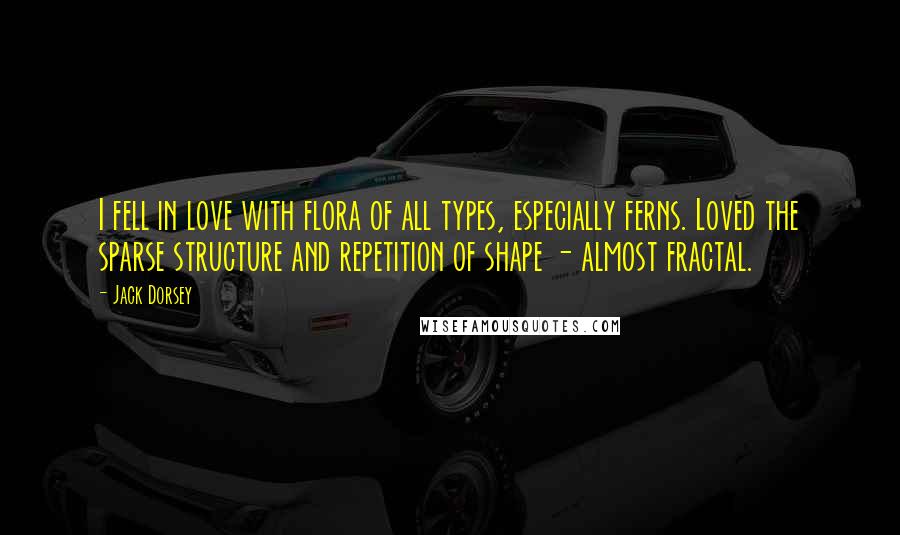 Jack Dorsey Quotes: I fell in love with flora of all types, especially ferns. Loved the sparse structure and repetition of shape - almost fractal.