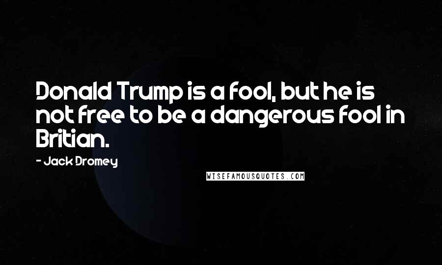 Jack Dromey Quotes: Donald Trump is a fool, but he is not free to be a dangerous fool in Britian.