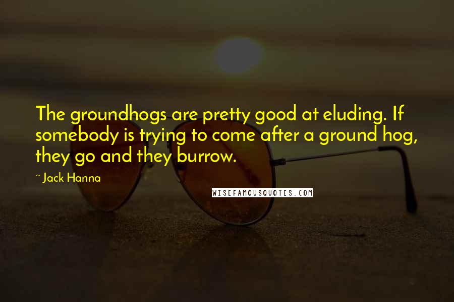 Jack Hanna Quotes: The groundhogs are pretty good at eluding. If somebody is trying to come after a ground hog, they go and they burrow.
