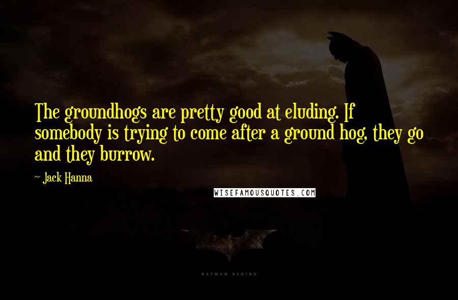 Jack Hanna Quotes: The groundhogs are pretty good at eluding. If somebody is trying to come after a ground hog, they go and they burrow.