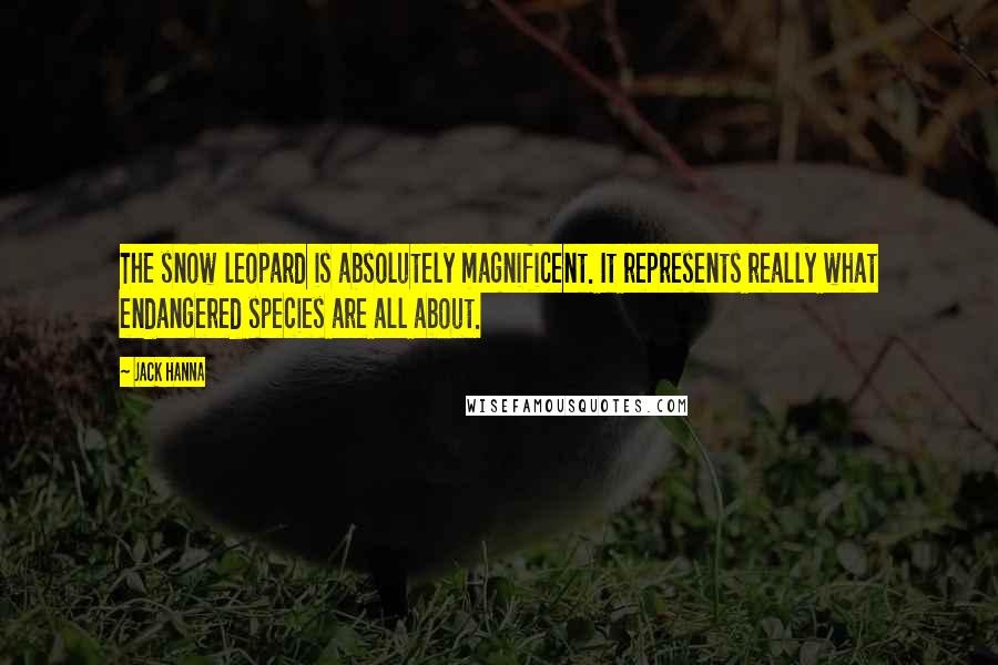 Jack Hanna Quotes: The snow leopard is absolutely magnificent. It represents really what endangered species are all about.