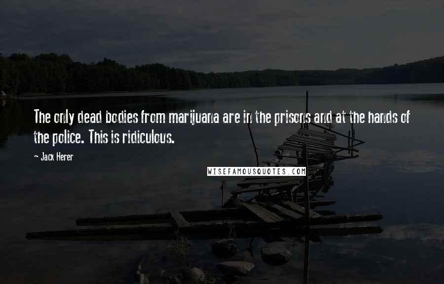 Jack Herer Quotes: The only dead bodies from marijuana are in the prisons and at the hands of the police. This is ridiculous.