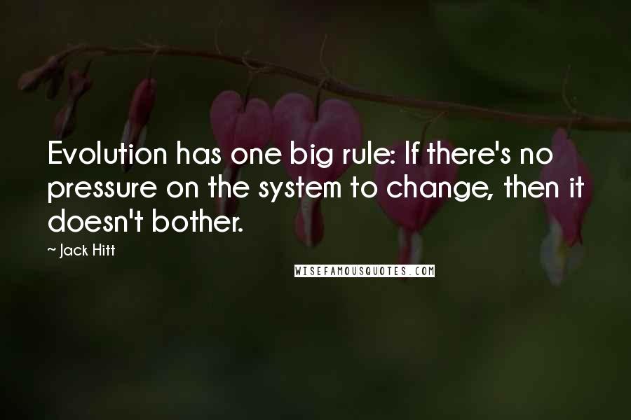 Jack Hitt Quotes: Evolution has one big rule: If there's no pressure on the system to change, then it doesn't bother.