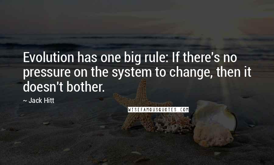 Jack Hitt Quotes: Evolution has one big rule: If there's no pressure on the system to change, then it doesn't bother.