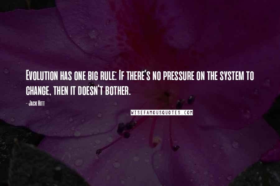 Jack Hitt Quotes: Evolution has one big rule: If there's no pressure on the system to change, then it doesn't bother.