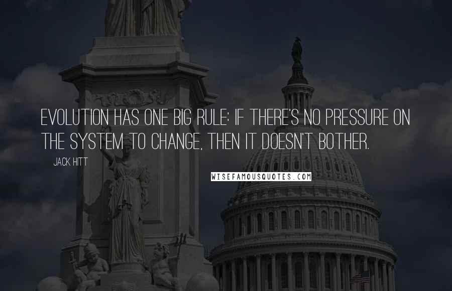 Jack Hitt Quotes: Evolution has one big rule: If there's no pressure on the system to change, then it doesn't bother.