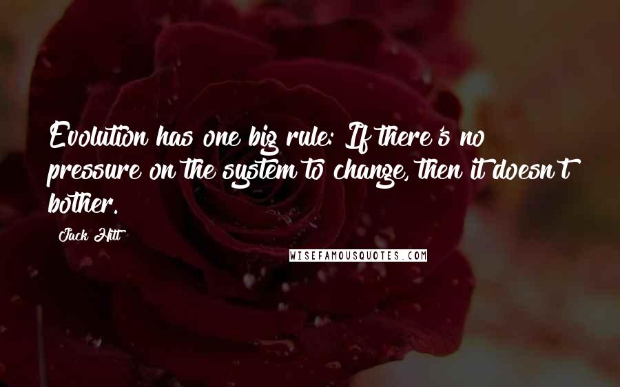 Jack Hitt Quotes: Evolution has one big rule: If there's no pressure on the system to change, then it doesn't bother.