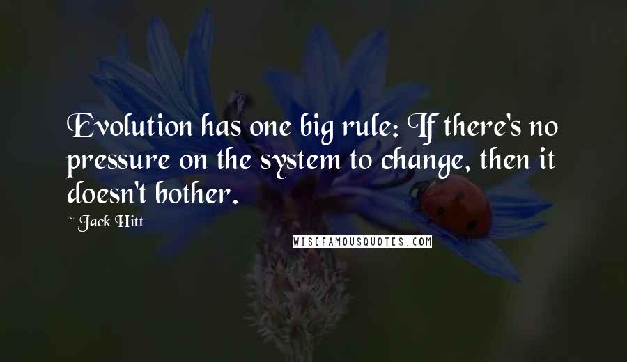 Jack Hitt Quotes: Evolution has one big rule: If there's no pressure on the system to change, then it doesn't bother.
