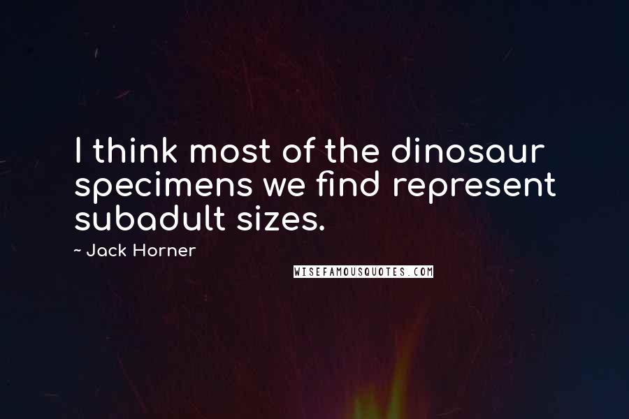 Jack Horner Quotes: I think most of the dinosaur specimens we find represent subadult sizes.