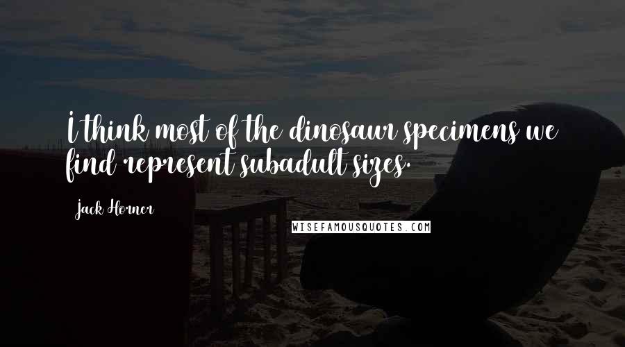 Jack Horner Quotes: I think most of the dinosaur specimens we find represent subadult sizes.