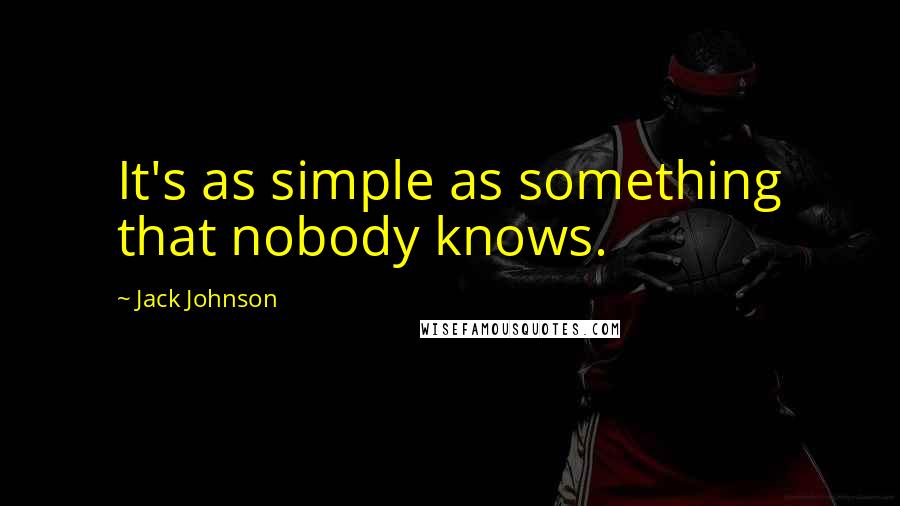 Jack Johnson Quotes: It's as simple as something that nobody knows.