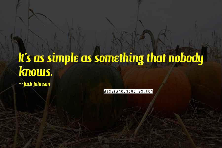 Jack Johnson Quotes: It's as simple as something that nobody knows.