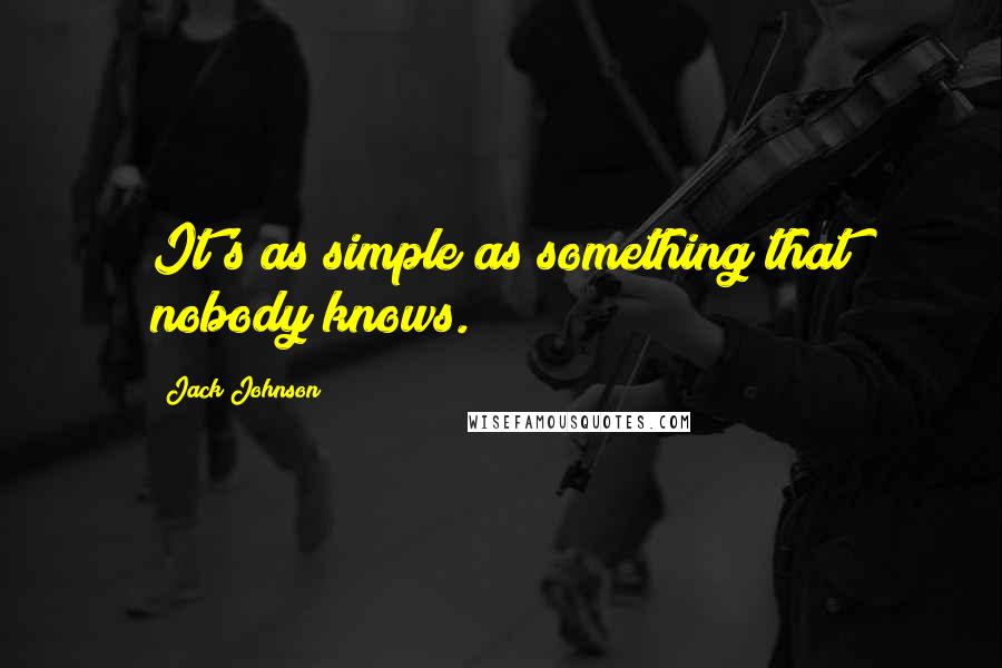 Jack Johnson Quotes: It's as simple as something that nobody knows.