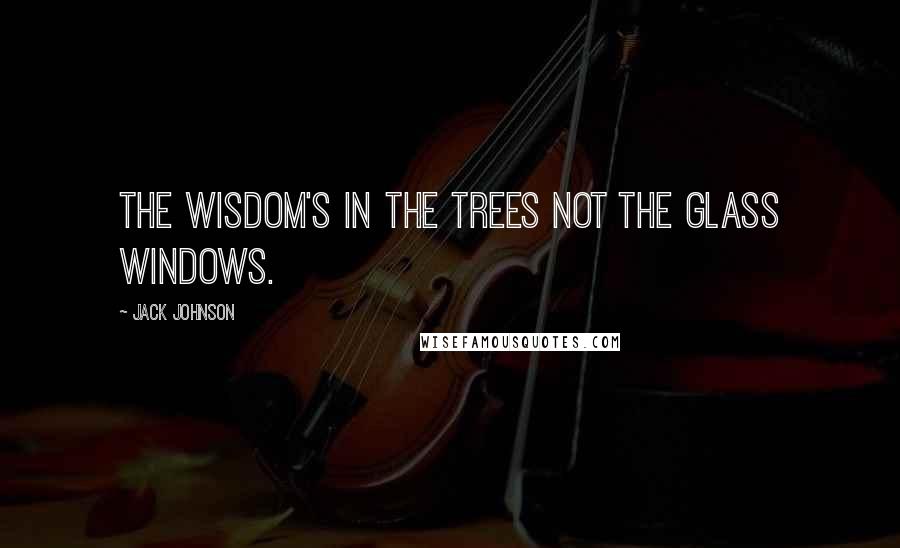 Jack Johnson Quotes: The wisdom's in the trees not the glass windows.