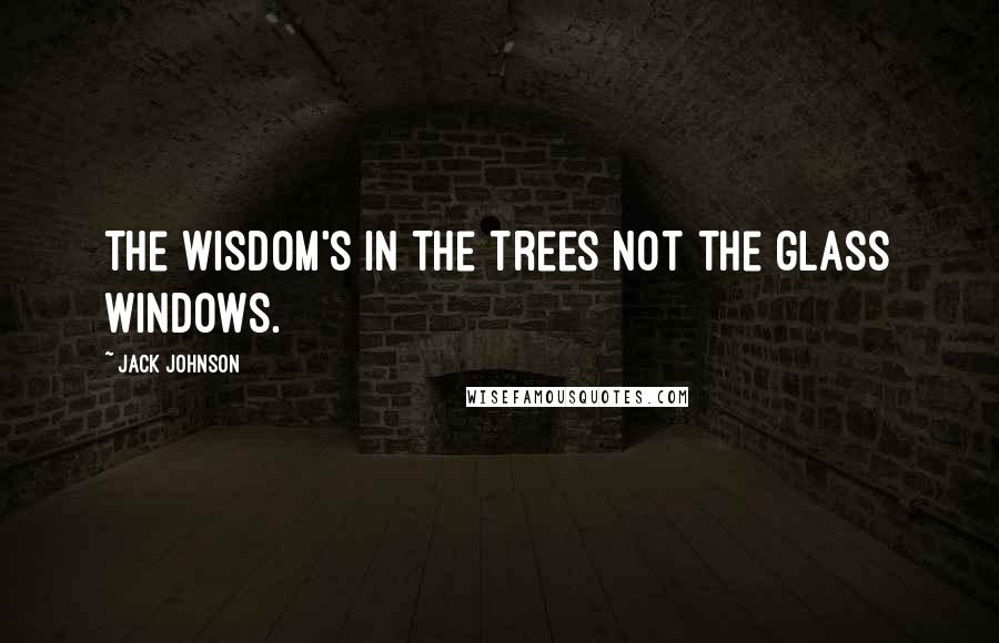 Jack Johnson Quotes: The wisdom's in the trees not the glass windows.