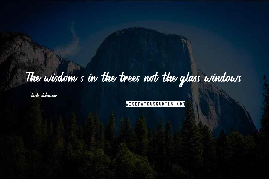 Jack Johnson Quotes: The wisdom's in the trees not the glass windows.