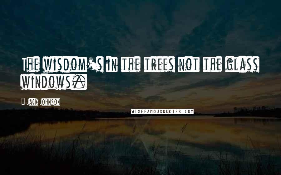 Jack Johnson Quotes: The wisdom's in the trees not the glass windows.