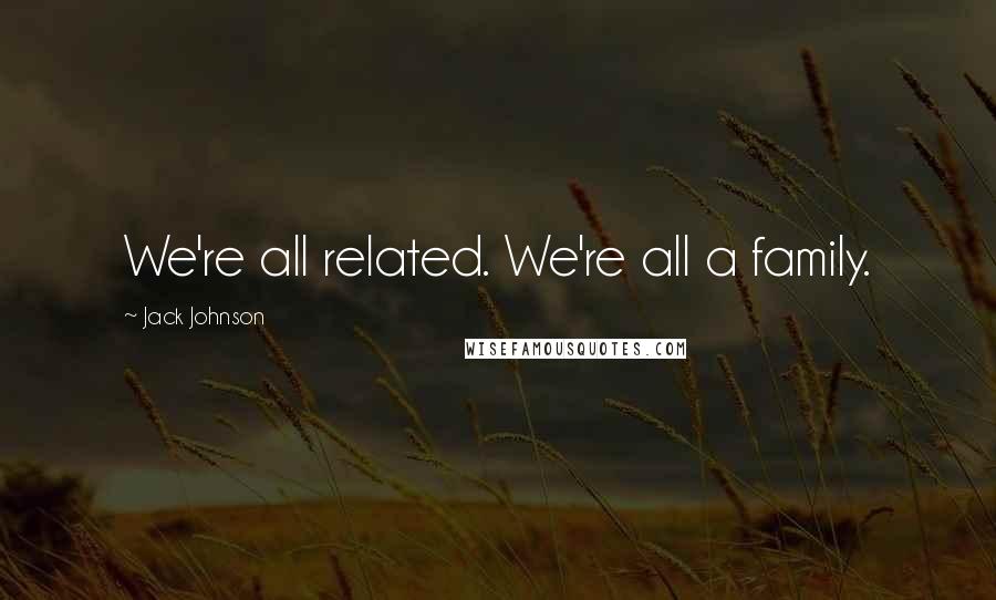 Jack Johnson Quotes: We're all related. We're all a family.