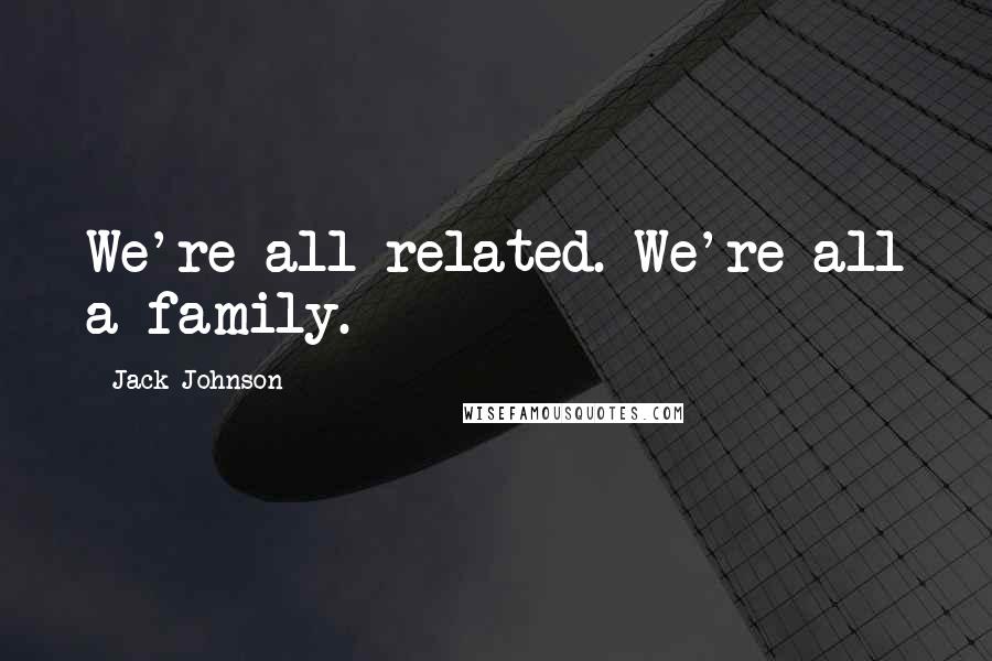 Jack Johnson Quotes: We're all related. We're all a family.