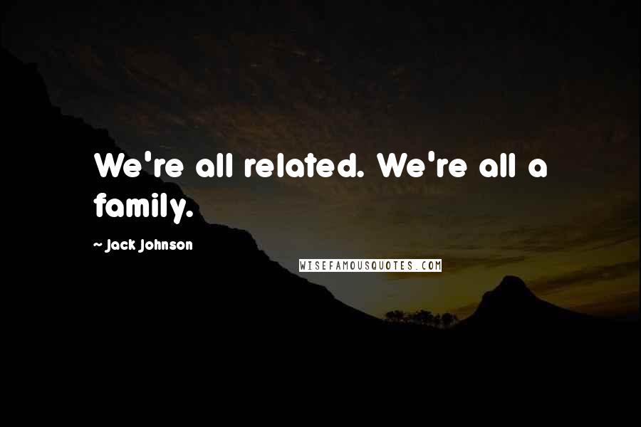 Jack Johnson Quotes: We're all related. We're all a family.