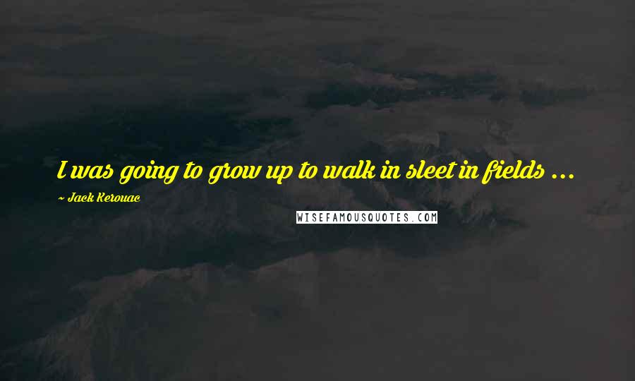 Jack Kerouac Quotes: I was going to grow up to walk in sleet in fields ...