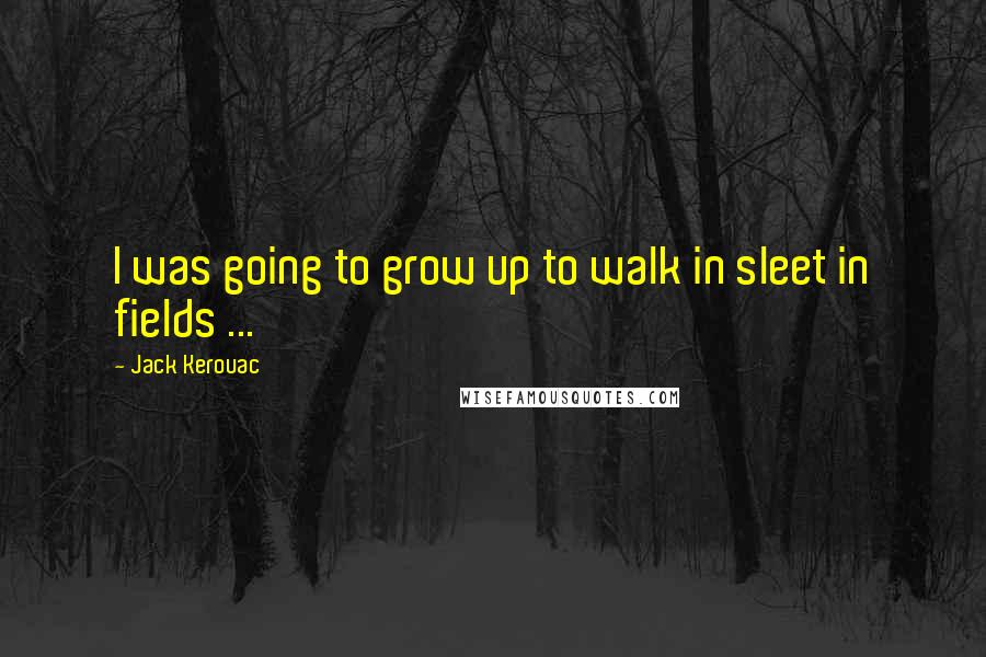 Jack Kerouac Quotes: I was going to grow up to walk in sleet in fields ...