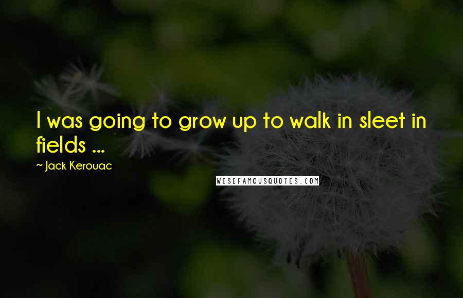 Jack Kerouac Quotes: I was going to grow up to walk in sleet in fields ...