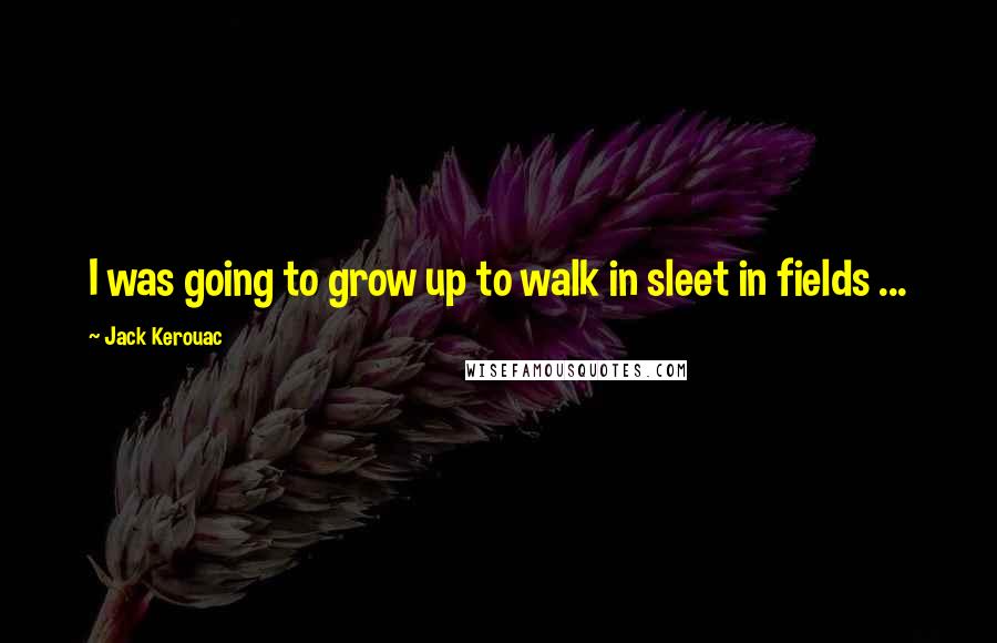 Jack Kerouac Quotes: I was going to grow up to walk in sleet in fields ...