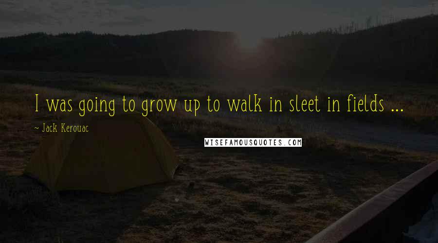 Jack Kerouac Quotes: I was going to grow up to walk in sleet in fields ...