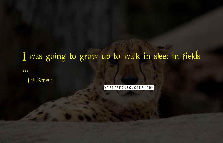 Jack Kerouac Quotes: I was going to grow up to walk in sleet in fields ...