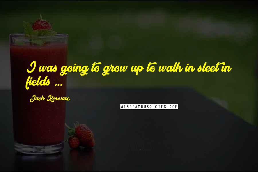 Jack Kerouac Quotes: I was going to grow up to walk in sleet in fields ...