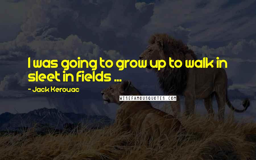 Jack Kerouac Quotes: I was going to grow up to walk in sleet in fields ...