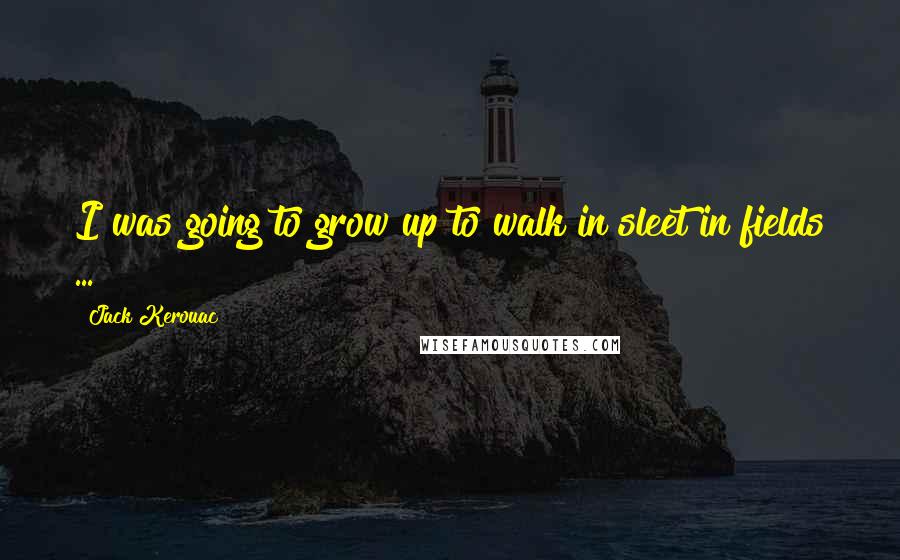 Jack Kerouac Quotes: I was going to grow up to walk in sleet in fields ...